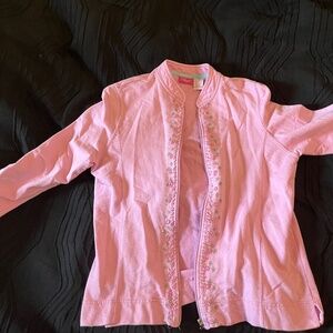 Beaded Grannycore Spring Floral Pink Jacket Sz Pm